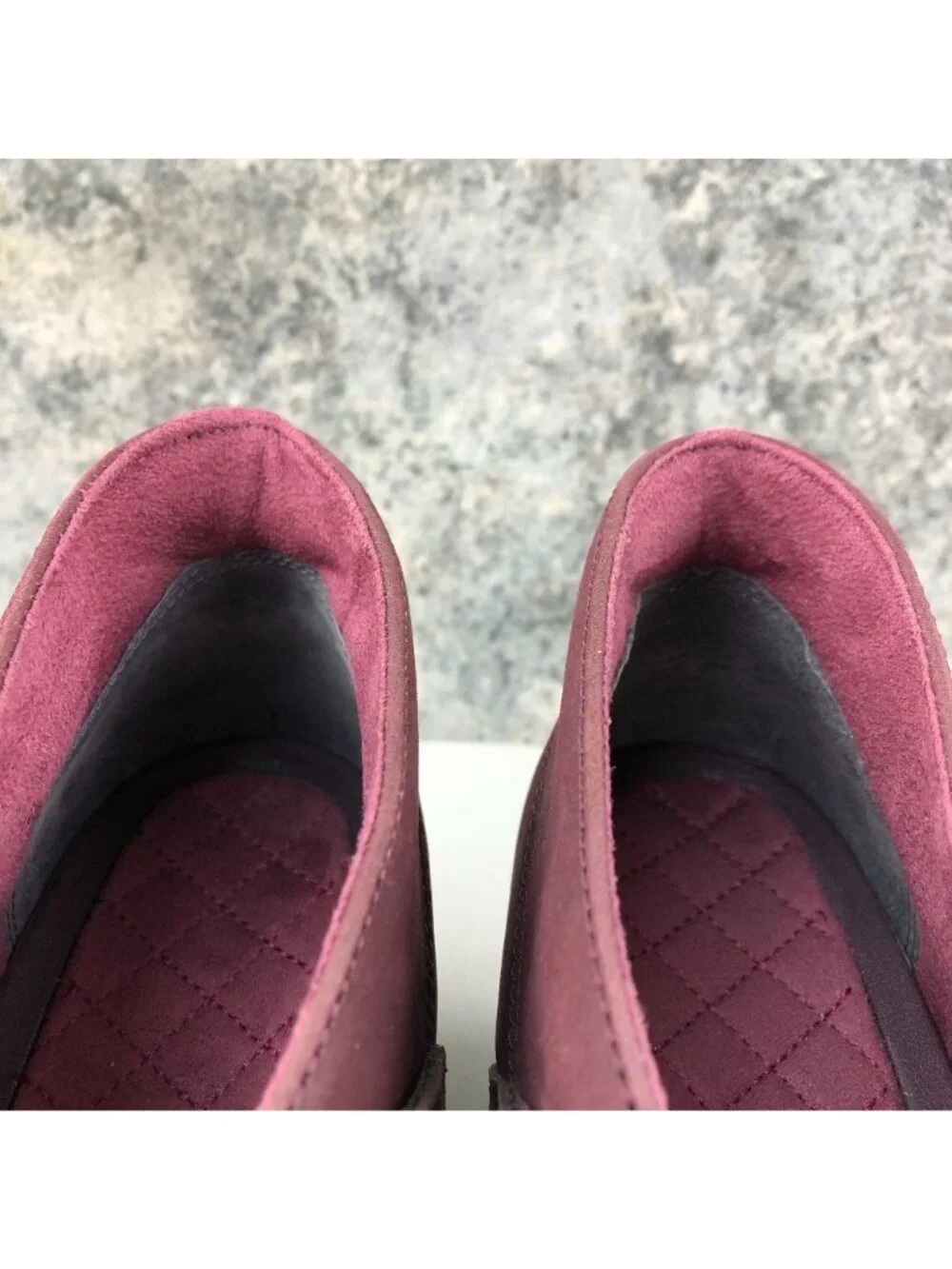 Mozo NWOT Women's Size 8 Descanso Purple Red Leather Wedge Heel Ankle Booties